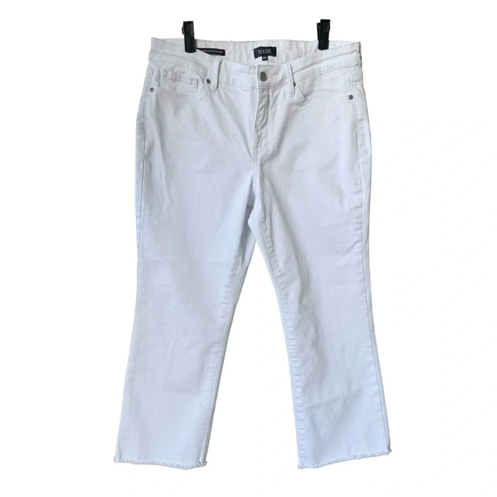 NYDJ White Women’s Jeans Marylin Straight size 10 raw edge